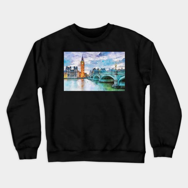 London in watercolours Crewneck Sweatshirt by Montanescu